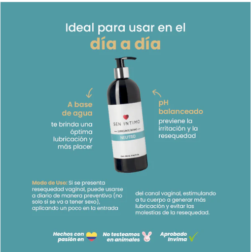 Lubricante Natural 500ml Sen Íntimo - Fórmula Premium